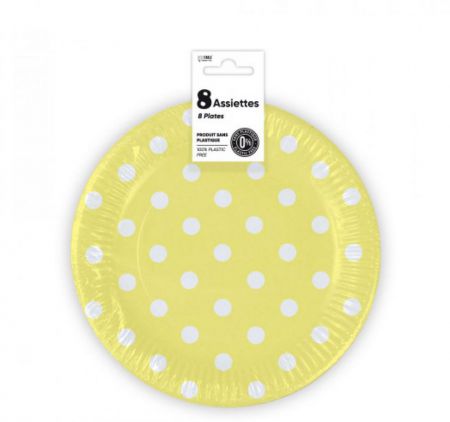 assiette a pois jaune 18cm 