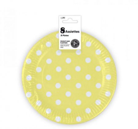 assiette a pois jaune 18cm 