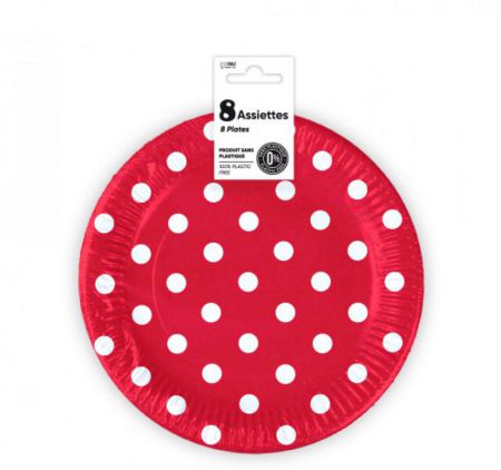 assiette a pois rouge 18cm 