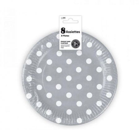 assiette a pois gris 18cm 