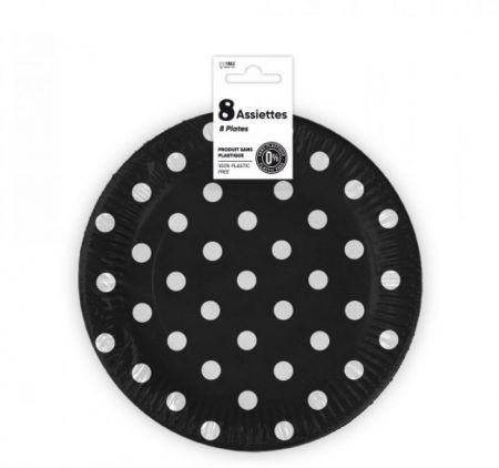 assiette a pois noir 18cm 