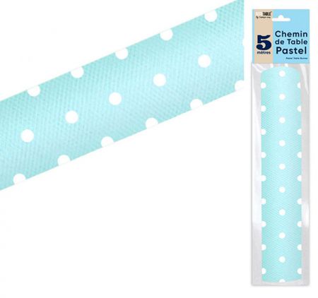 chemin de table a pois bleu pastel 