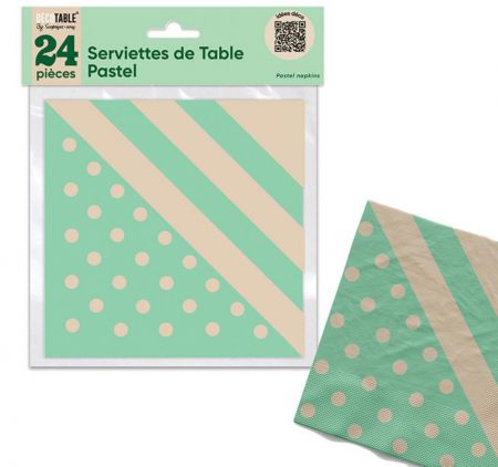 serviette vert collection pastel 