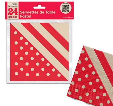 serviette rouge collection pastel 