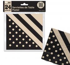 serviette noir collection pastel 