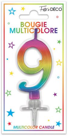 bougie metallique multicolore 9 