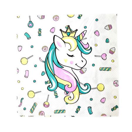 serviette licorne candy 