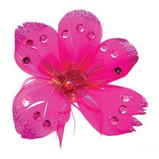 plume fuschia et pince 4 pcs anniversaire communion mariage fete feudartifice cotillons