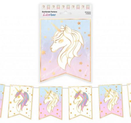 guirlande 10 fanions licorne 