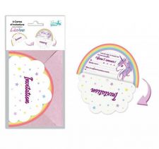 6 cartes invitations licorne 