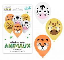 6 ballons animaux jungle 