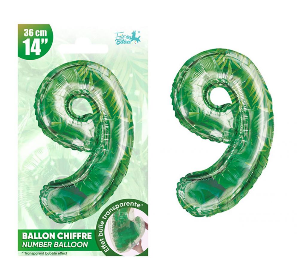 Ballon chiffre 9 jungle : ballon forme chiffre petit prix