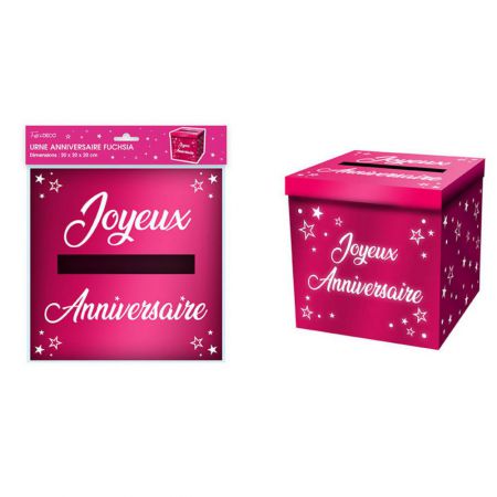 urne metallique anniversaire fuchsia 