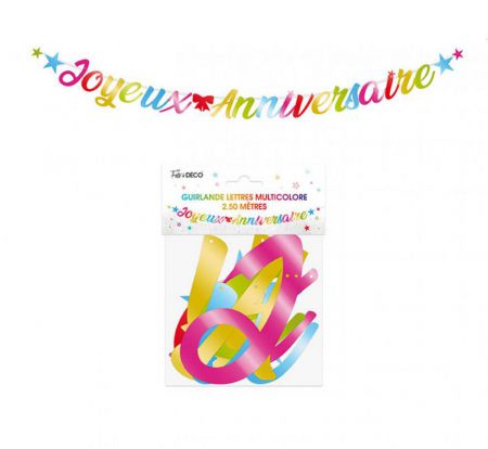 guirlande anniversaire lettre multicolore 