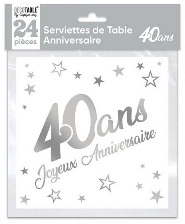 serviette argent 40 ans 