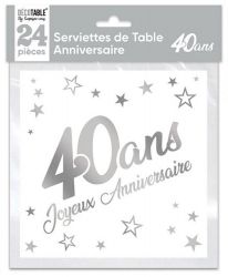 serviette argent 40 ans 