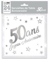 serviette argent 50 ans 