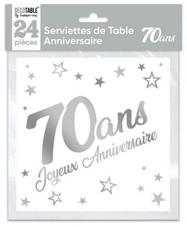 serviette argent 70 ans 