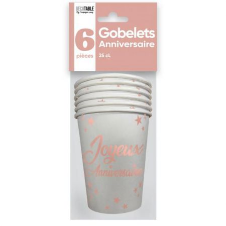 gobelets anniversaire rose gold x6 