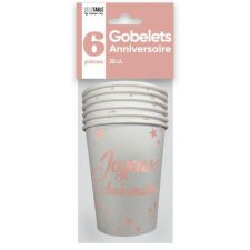 gobelets anniversaire rose gold x6 