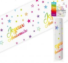 chemin de table anniversaire multicolore 