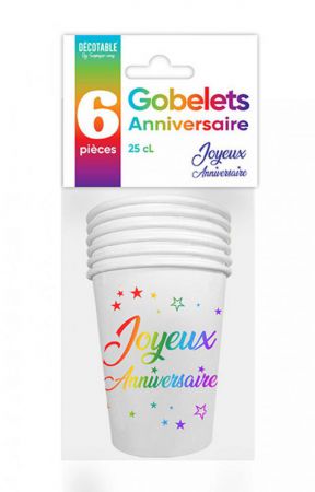 gobelet anniversaire multicolore 