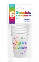 gobelet anniversaire multicolore 