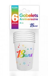 gobelet anniversaire multicolor 18ans 