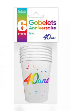 gobelet anniversaire multicolor 40ans 