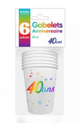 gobelet anniversaire multicolor 40ans 