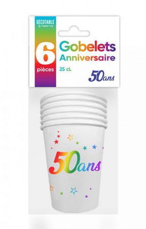 gobelet anniversaire multicolor 50ans 