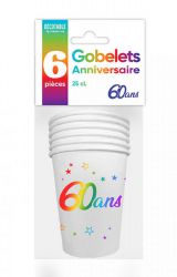 gobelet anniversaire multicolor 60ans 