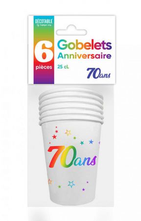 gobelet anniversaire multicolor 70ans 