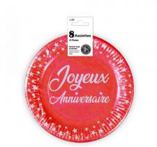 assiette anniversaire rouge 18cm 