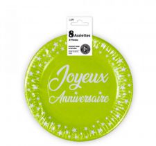 assiette anniversaire vert 18cm 