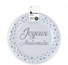 assiette anniversaire blanc 23cm 