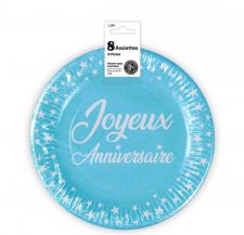 assiette anniversaire bleu 23cm 