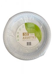 assiette plastique 22 cm 50 pieces 