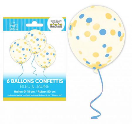 6 ballons anniversaire confetti lemon citron dolce vita 