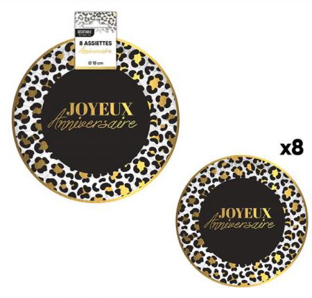 petite assiettes anniversaire leopard 