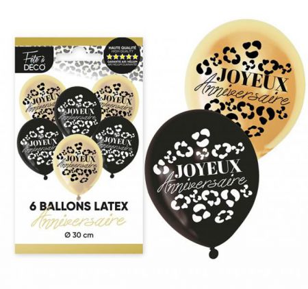 6 ballons anniversaire leopard 