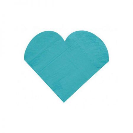 serviette 3 plis coeur turquoise les 20 pieces anniversaire communion mariage fete feudartifice cotillons 