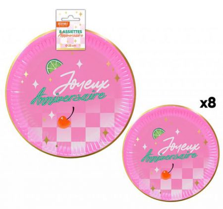 grande assiettes anniversaire retro pop 70 annee 
