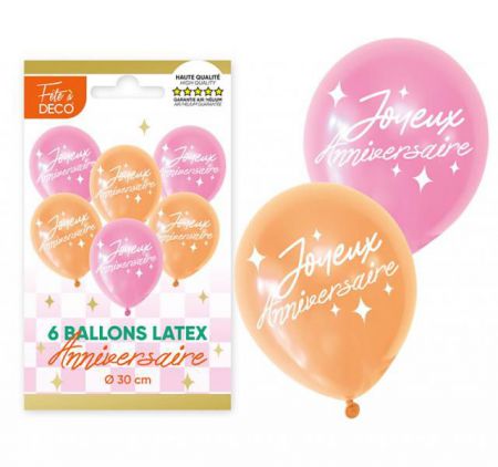6 ballons anniversaire retro pop 70 annee 