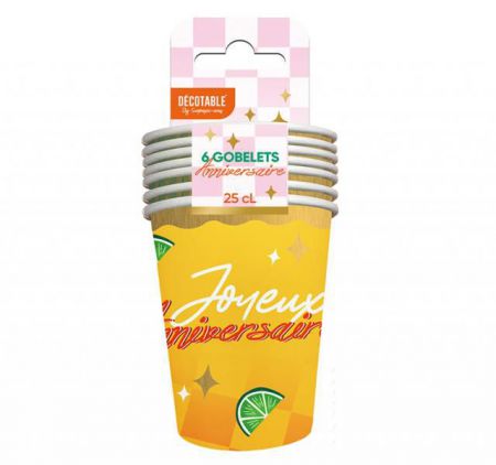 gobelets anniversaire retro pop annee 70 