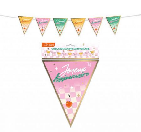 guirlande fanion anniversaire retro pop annee 70 