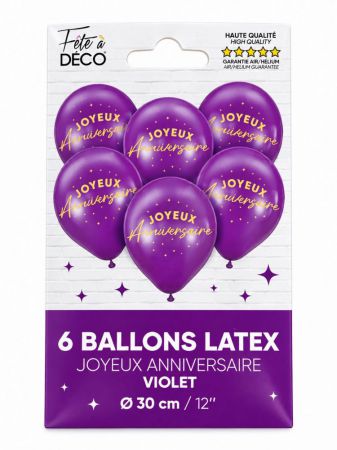 ballons joyeux anniv mauve 