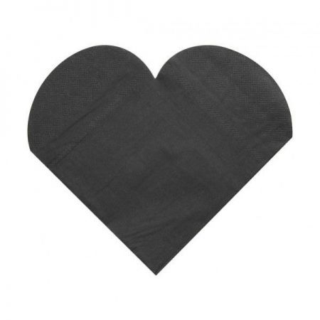 serviette 3 plis coeur noir les 20 pieces anniversaire communion mariage fete feudartifice cotillons 