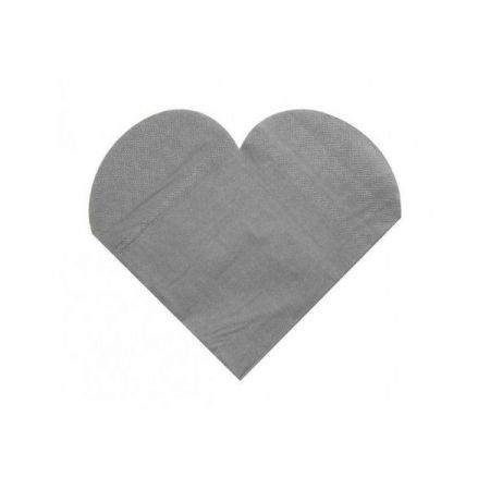 serviette 3 plis coeur gris les 20 pieces anniversaire communion mariage fete feudartifice cotillons 