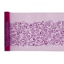 chemin de table arabesque fuschia 28cmx5m anniversaire communion mariage fete feudartifice cotillons 